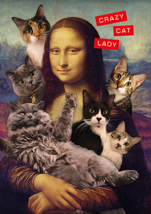 Crazy Cat Lady Mona Lisa